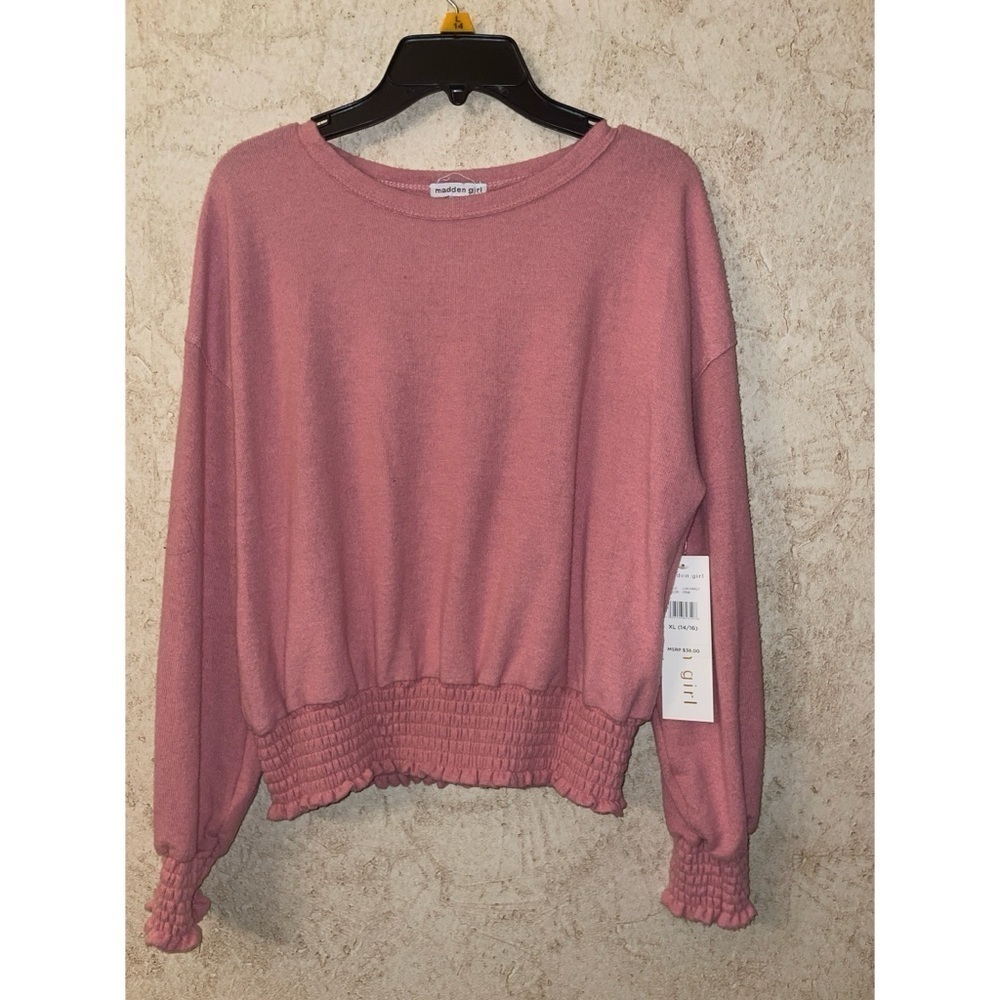 Madden Girl Smocked Waist Fuzzy Sweater XL(14/16) New #1224